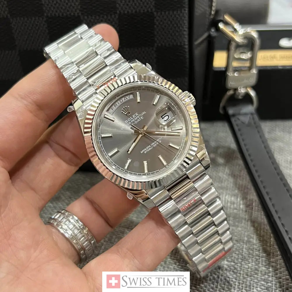 D-Date Steel Dark Rhodium Dial President