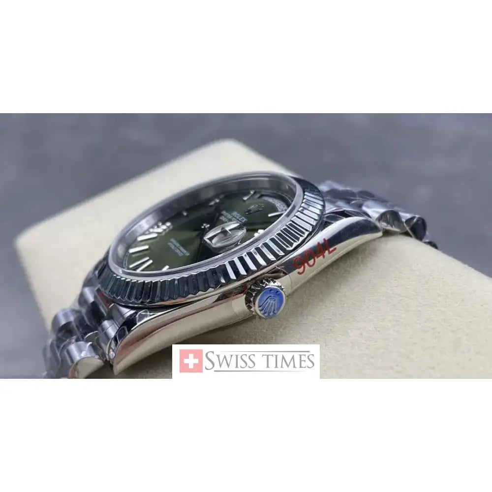 D-Date Steel Olive Green Roman Dial President