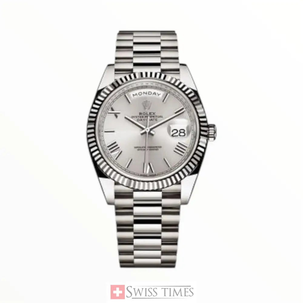 D-Date Steel Silver Dial Roman Dial President