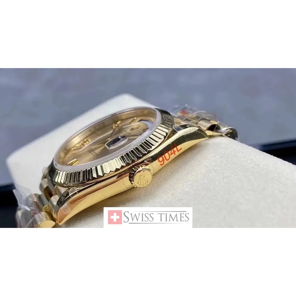 D-Date Yellow Gold Champagne Roman Dial President