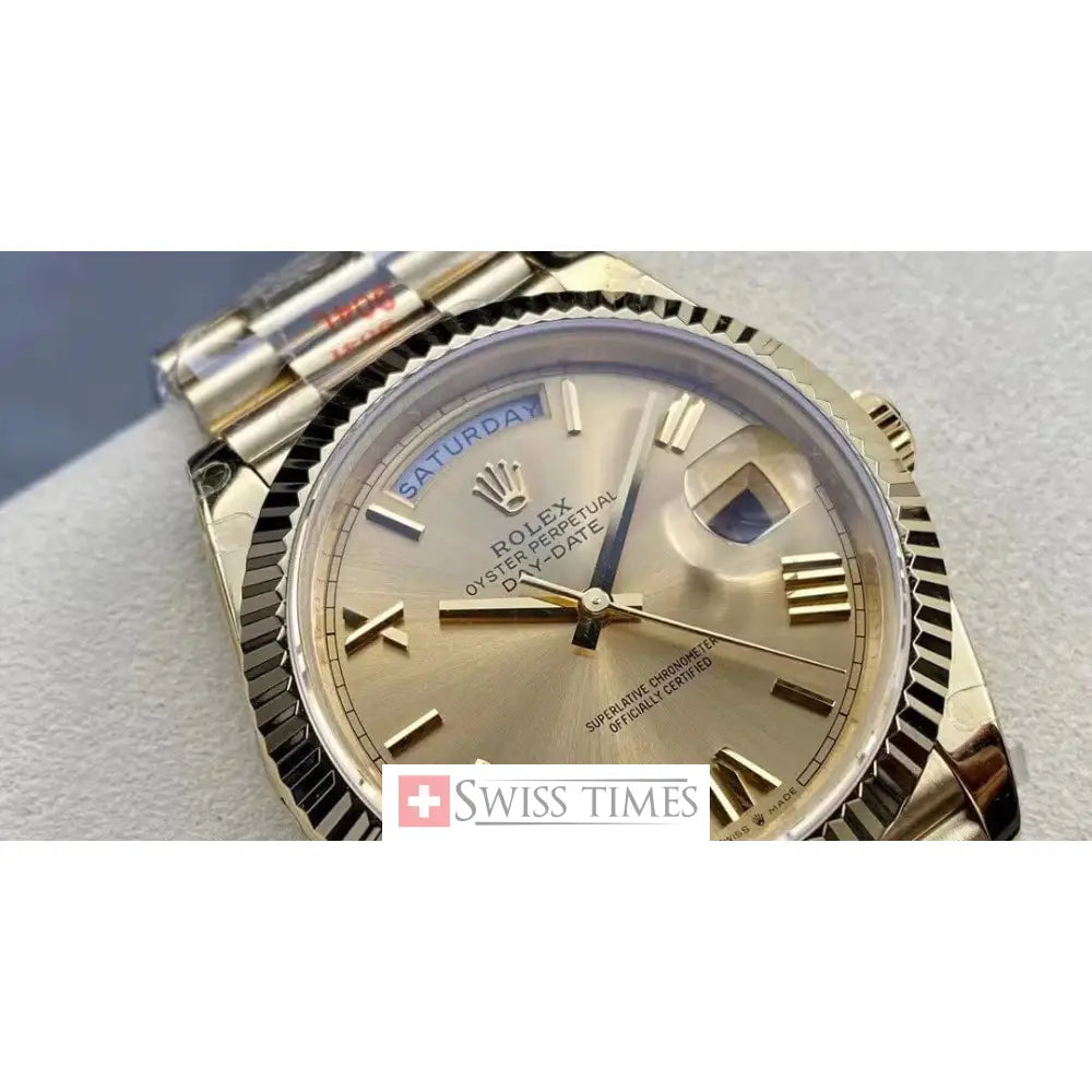 D-Date Yellow Gold Champagne Roman Dial President