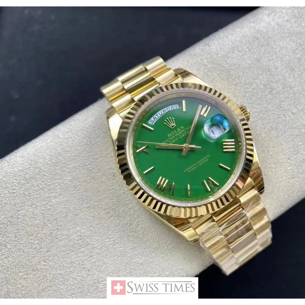 D-Date Yellow Gold Green Dial President