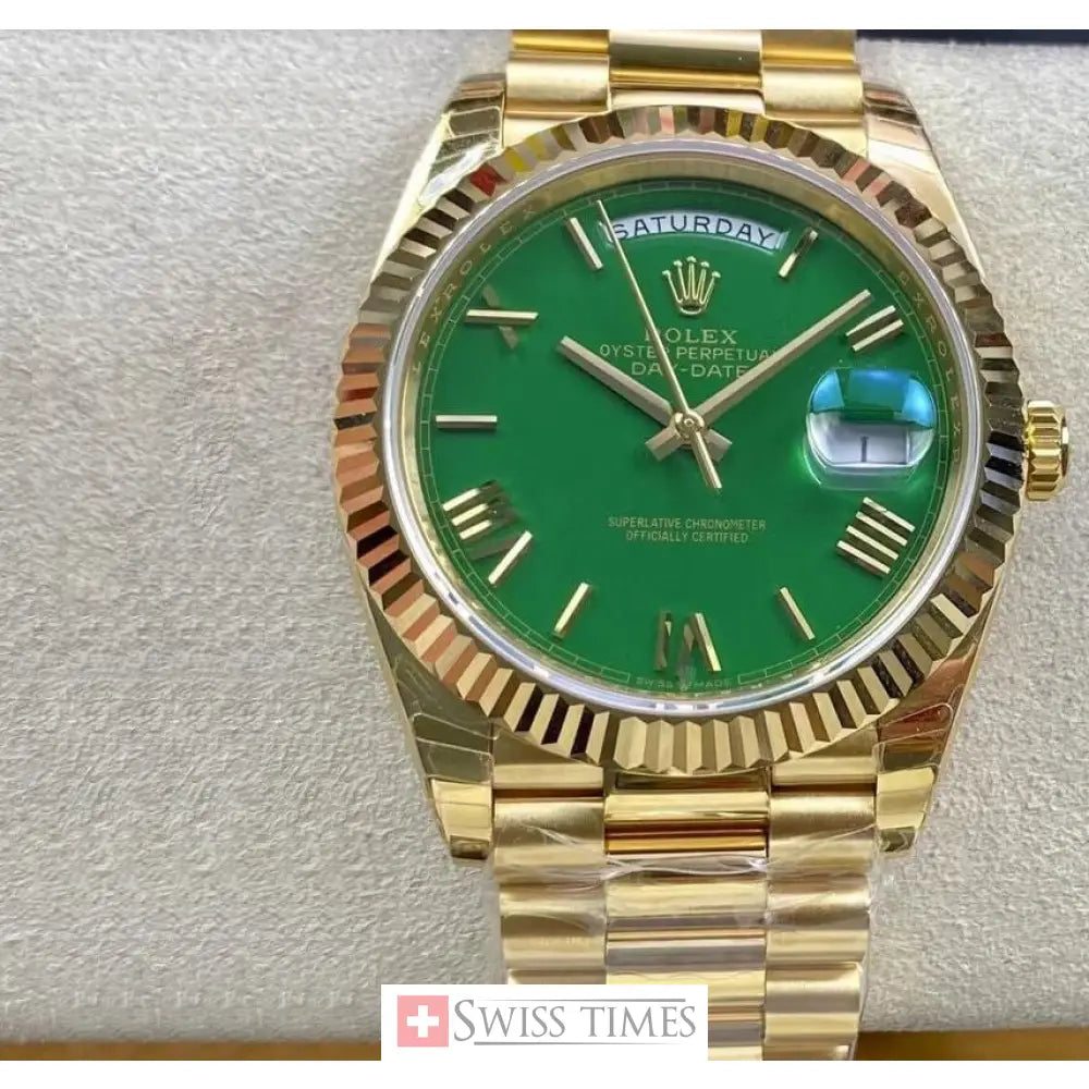 D-Date Yellow Gold Green Dial President