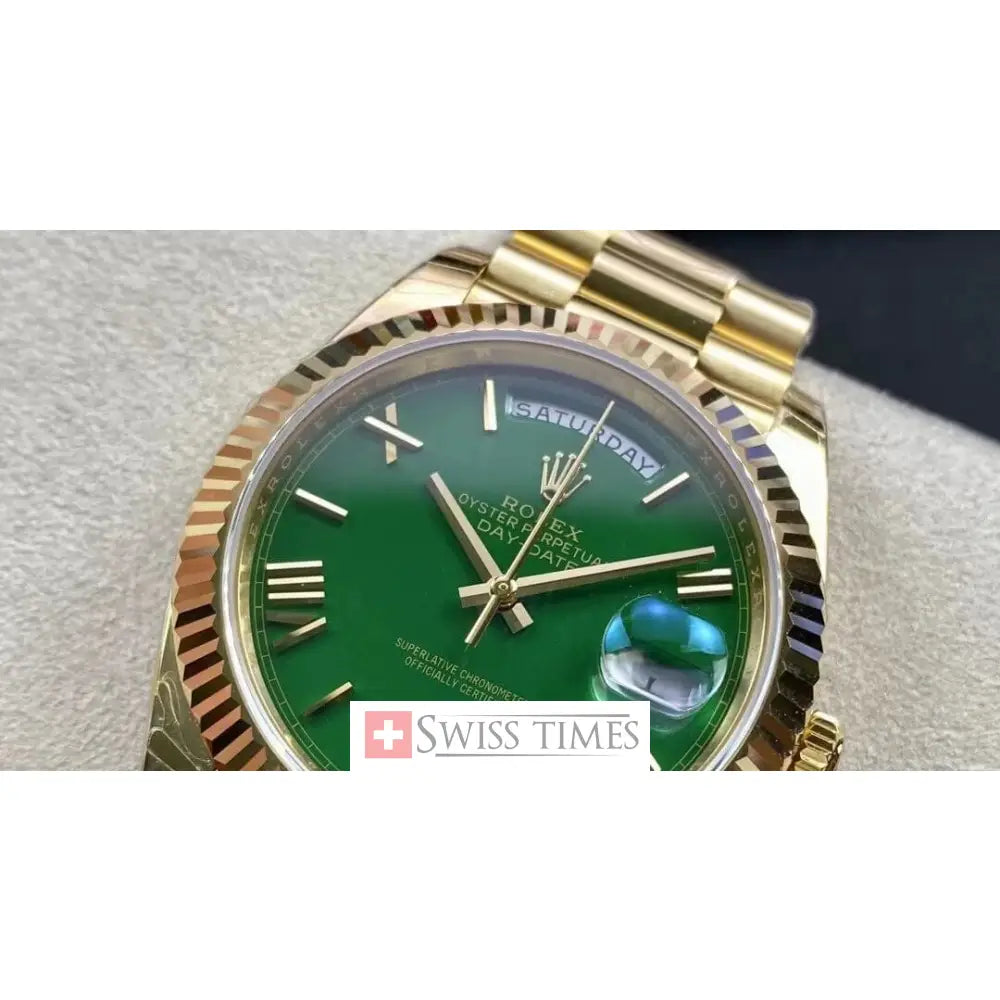 D-Date Yellow Gold Green Dial President