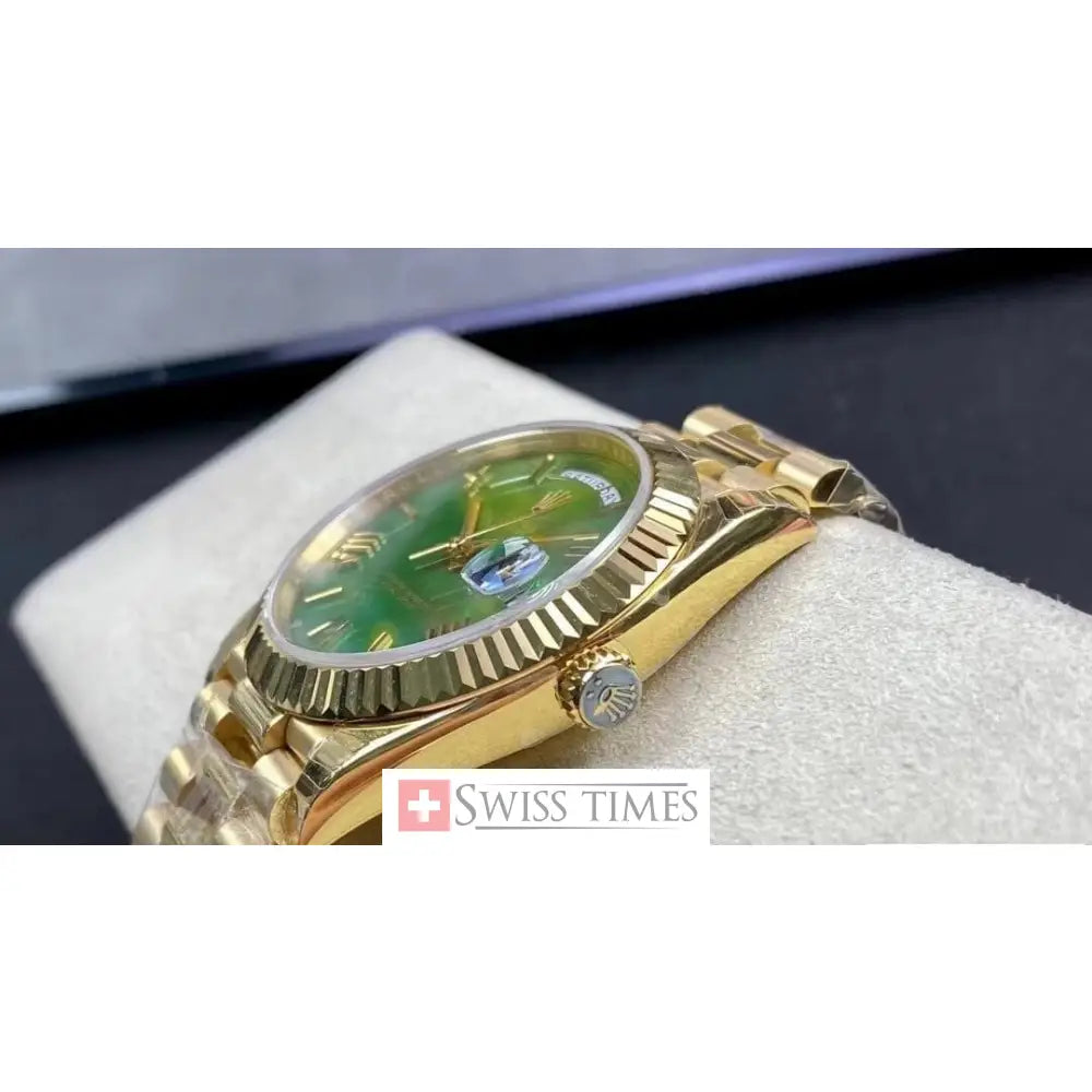 D-Date Yellow Gold Green Dial President