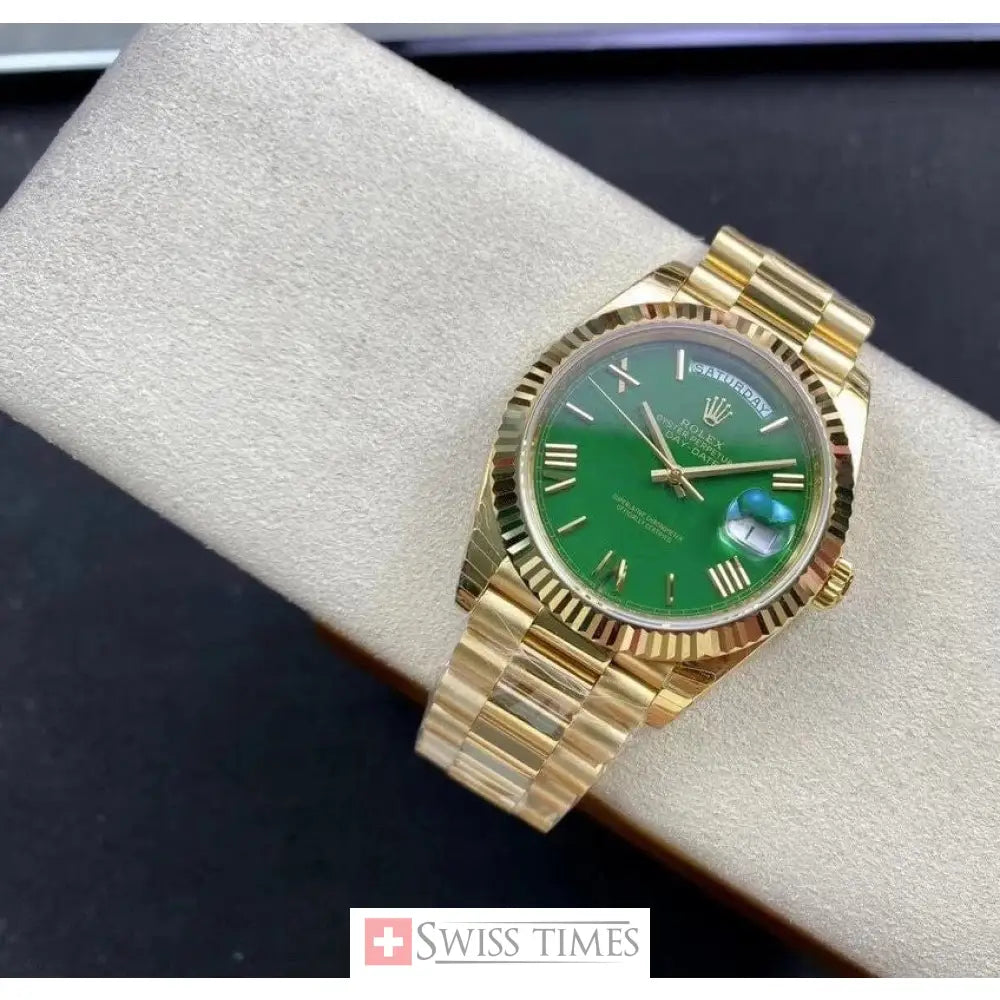 D-Date Yellow Gold Green Dial President