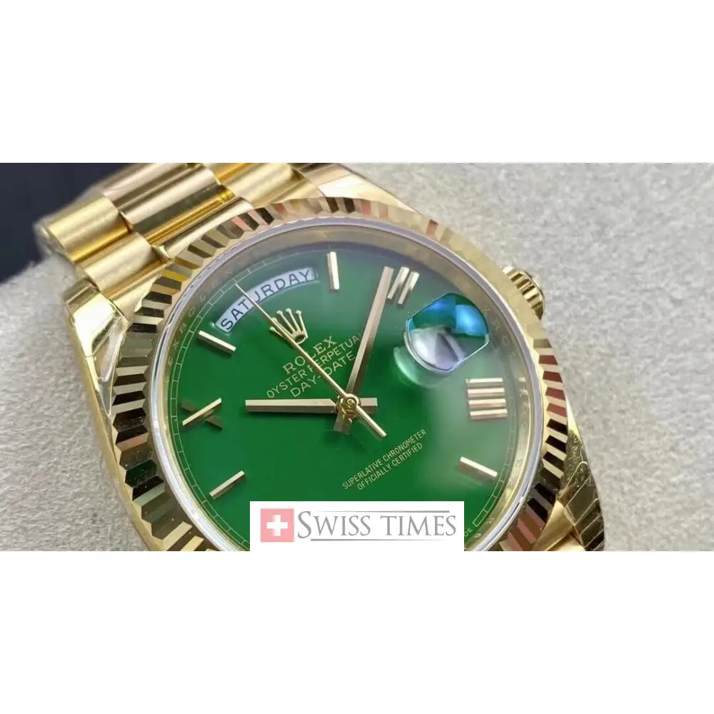D-Date Yellow Gold Green Dial President