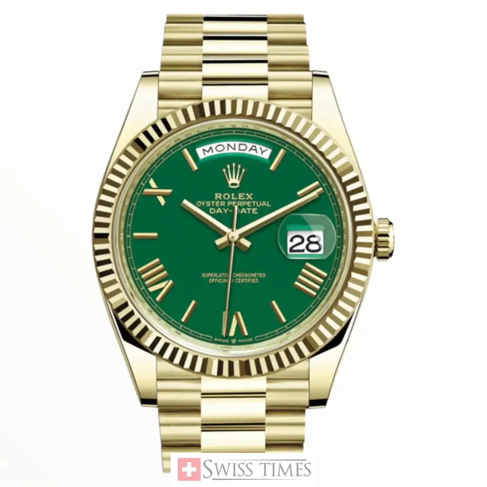 D-Date Yellow Gold Green Dial President