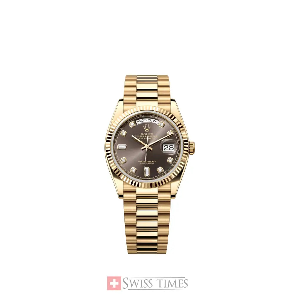 D-Date Yellow Gold Mother Of Pearls Brown Dial President 36mm