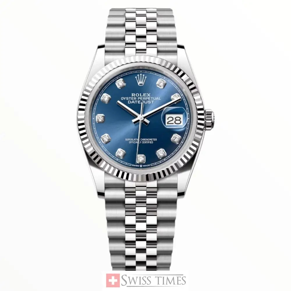 Date-Just Steel Blue Diamonds Dial Jubilee 36mm