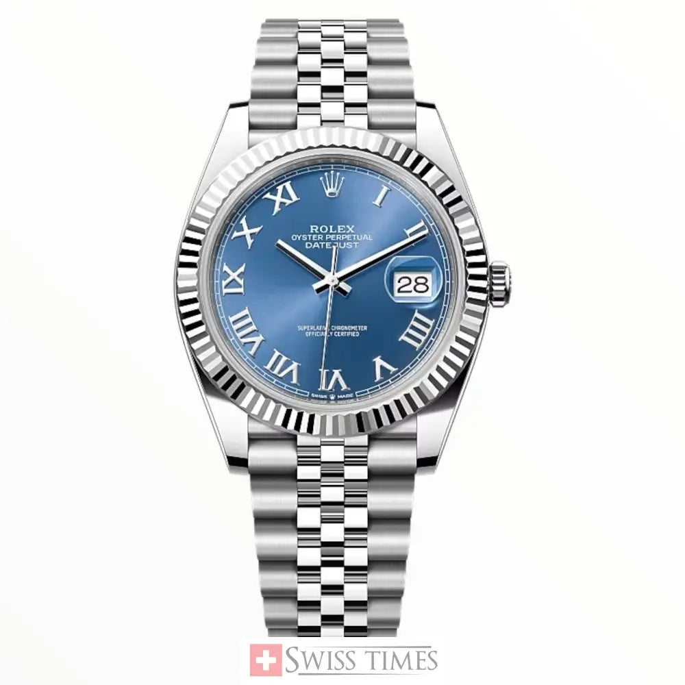 Date-Just Steel Blue Roman Dial Jubilee