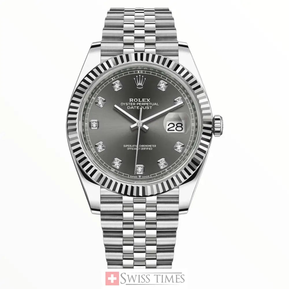 Date-Just Steel Grey Diamonds Dial Jubilee