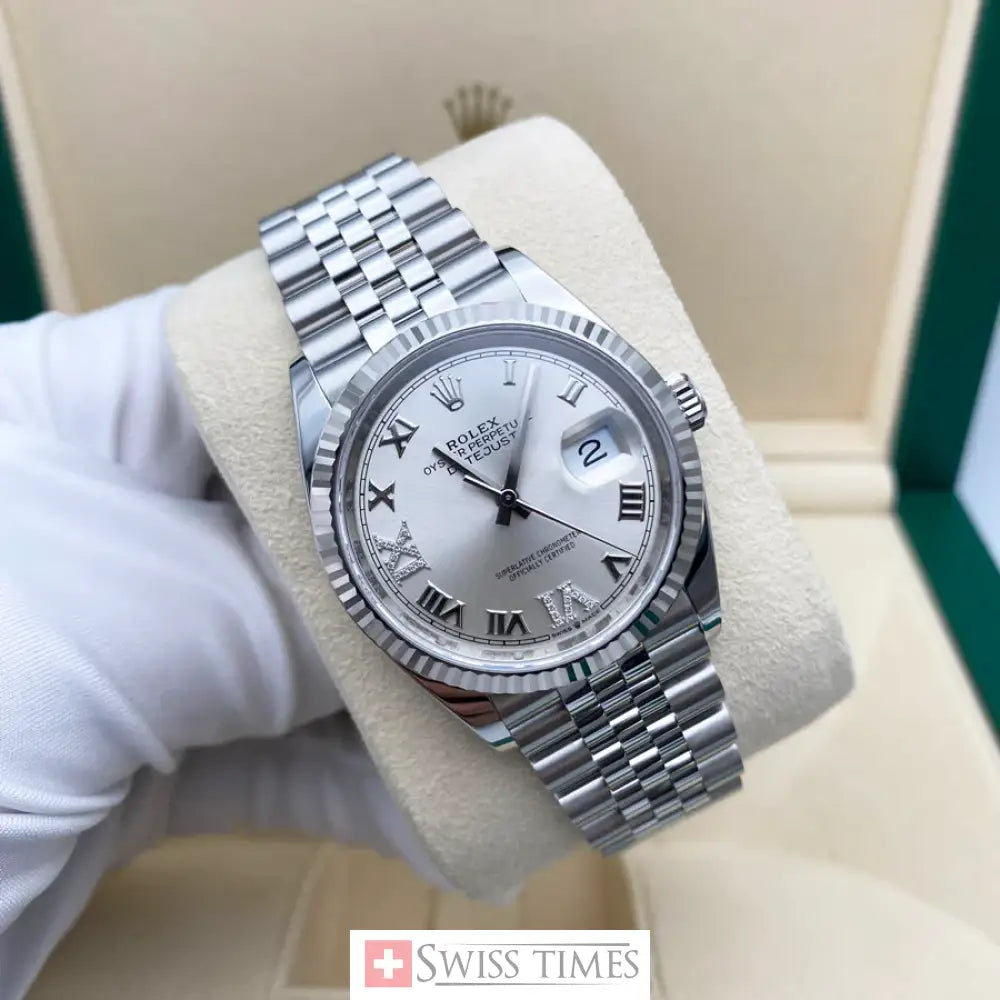 Date-Just Steel Silver IV Diamonds Dial Jubilee 36MM