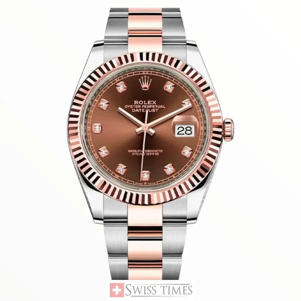 Date-Just Two Tone Pink Gold Chocolate Dial Oyster
