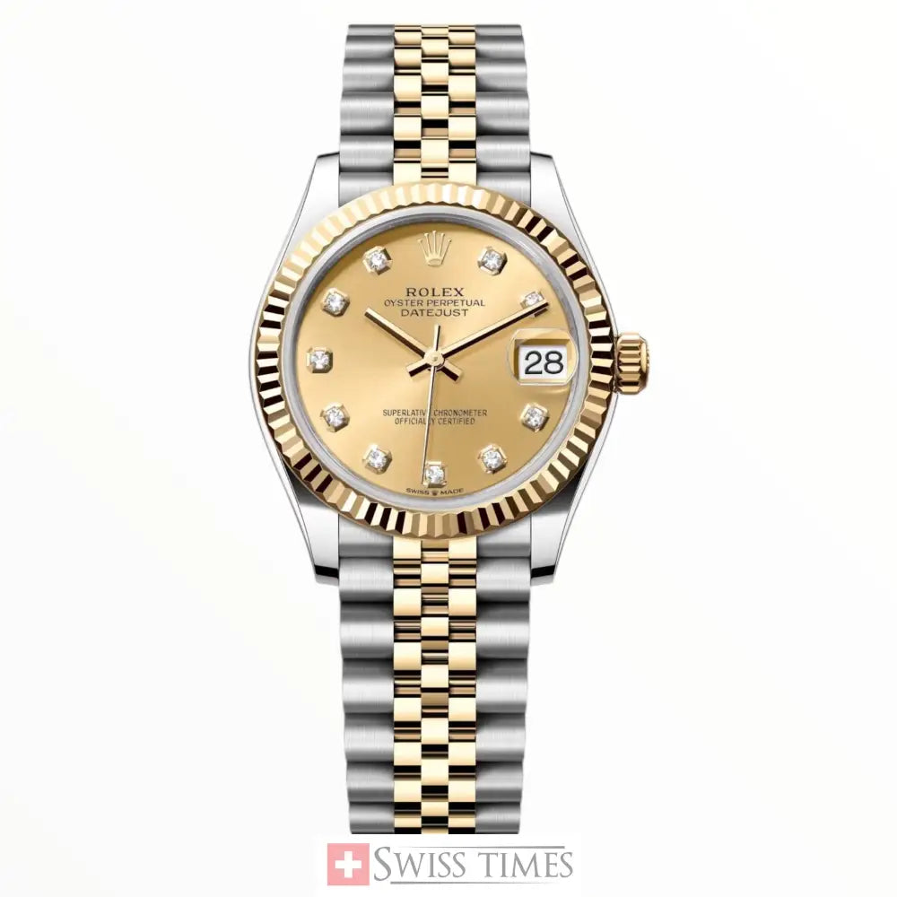 Date-Just Two Tone Yellow Gold Diamonds Marks Dial Jubilee 31MM