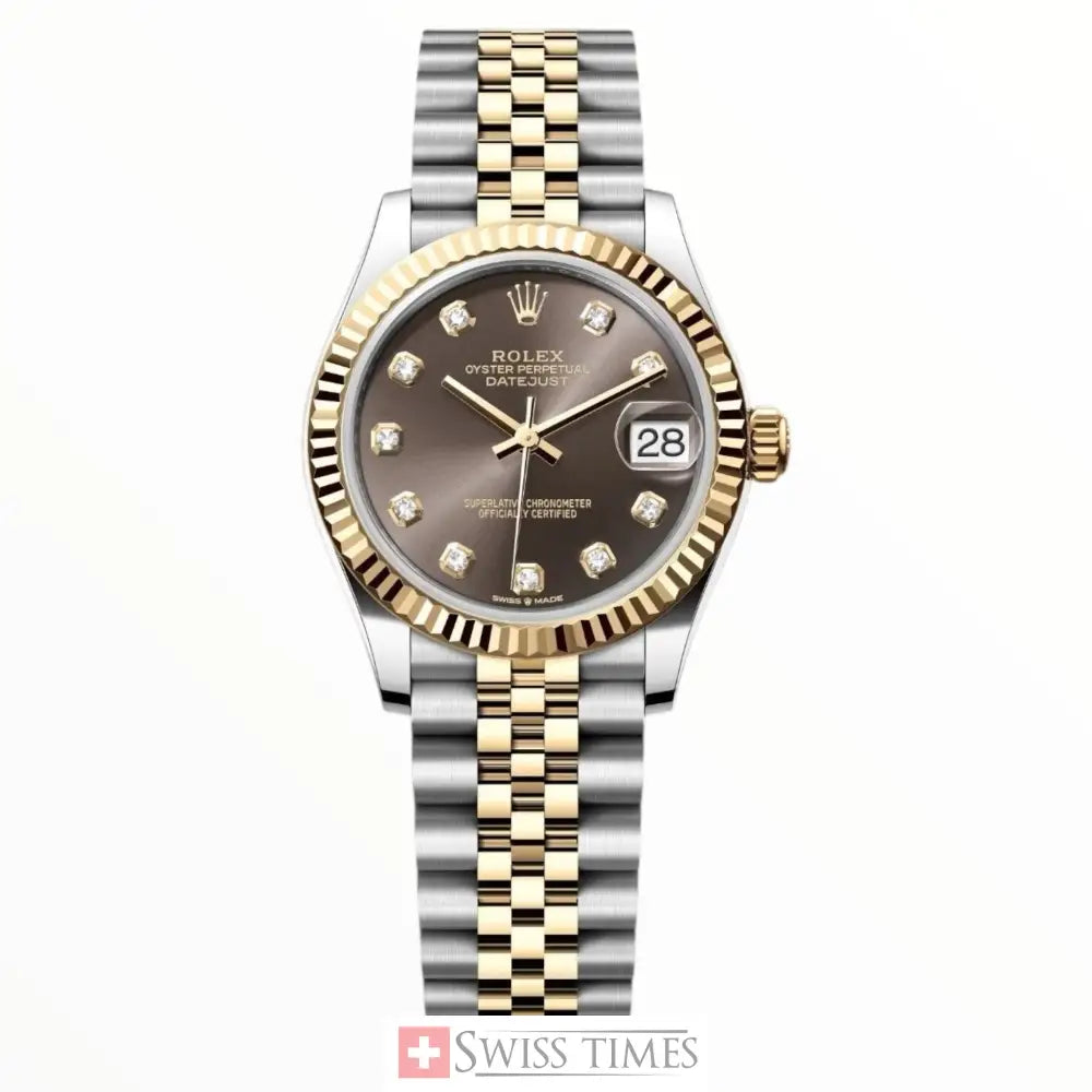 Date-Just TwoTone Brown Diamonds Dial Jubilee 31MM