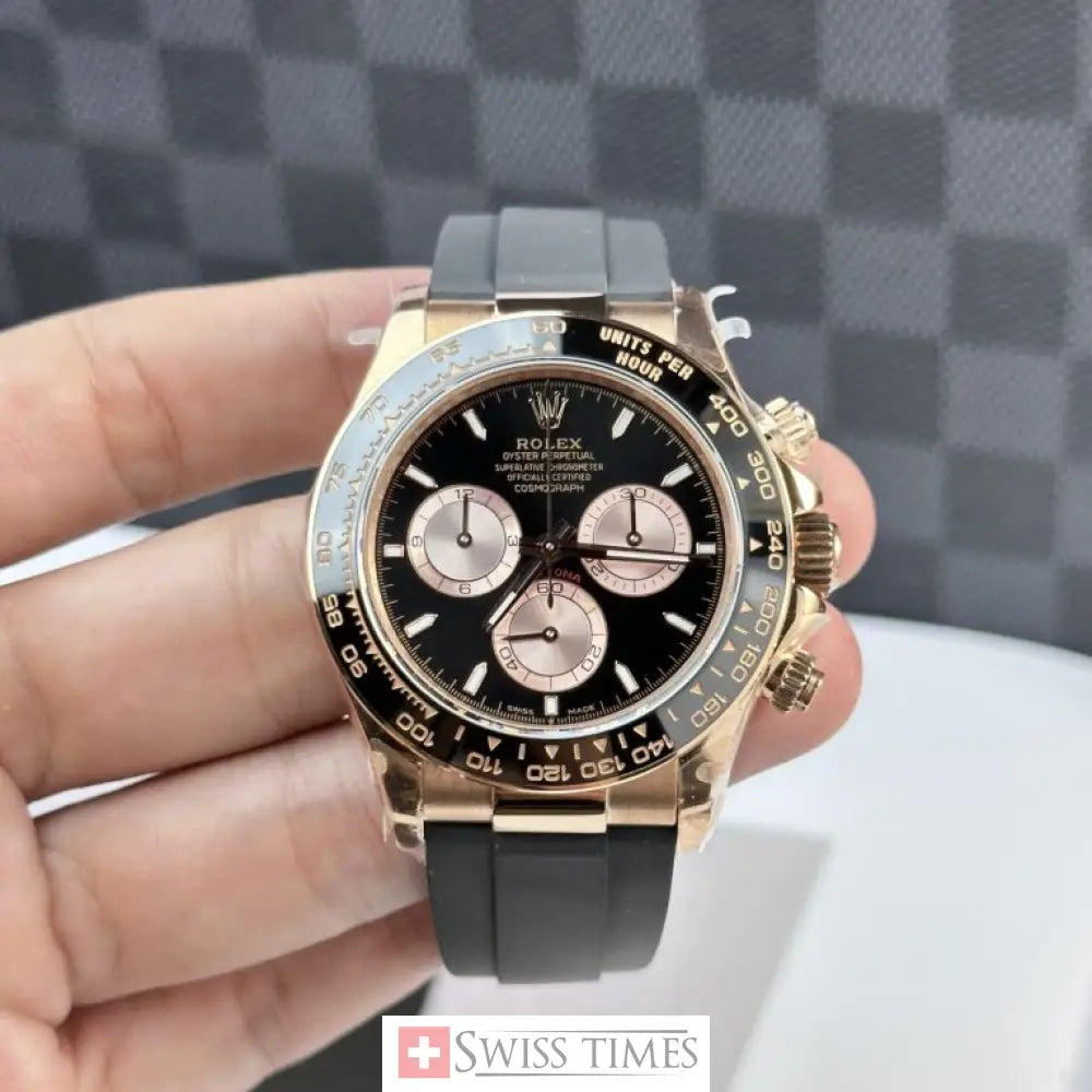 Everose Gold Black Dial With Pink Chronografh
