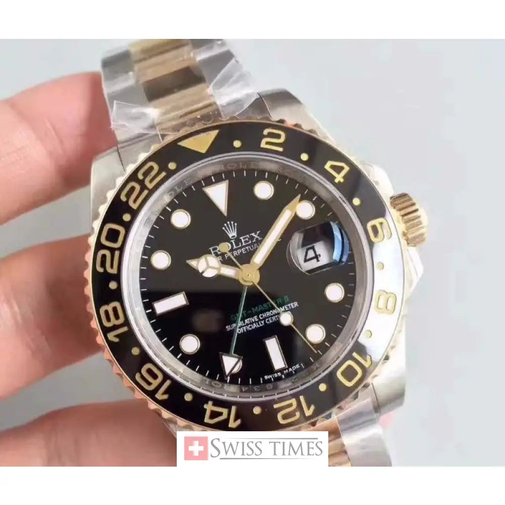 Gmt-Master II Two Tone Yellow Gold Black Dial
