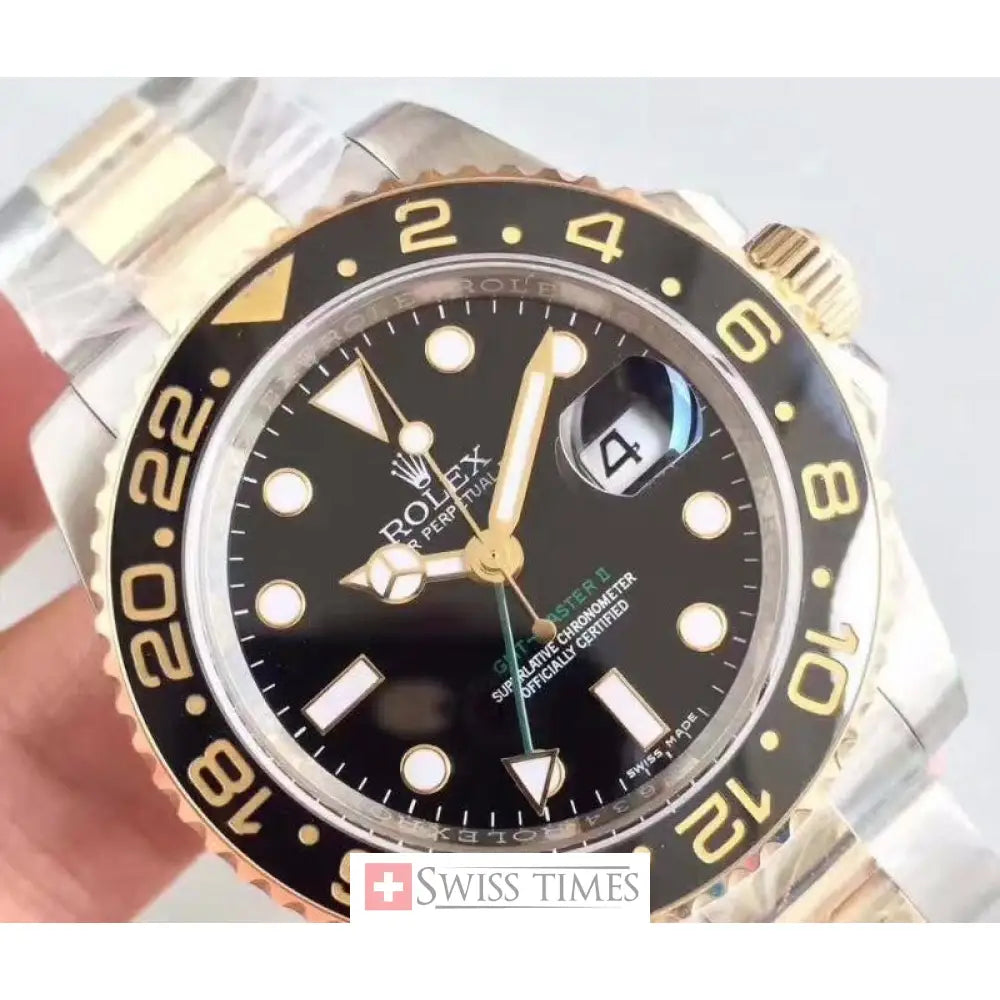 Gmt-Master II Two Tone Yellow Gold Black Dial