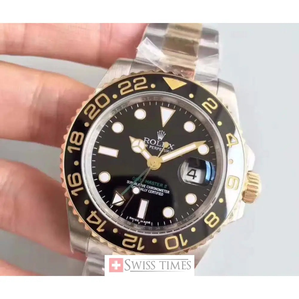 Gmt-Master II Two Tone Yellow Gold Black Dial