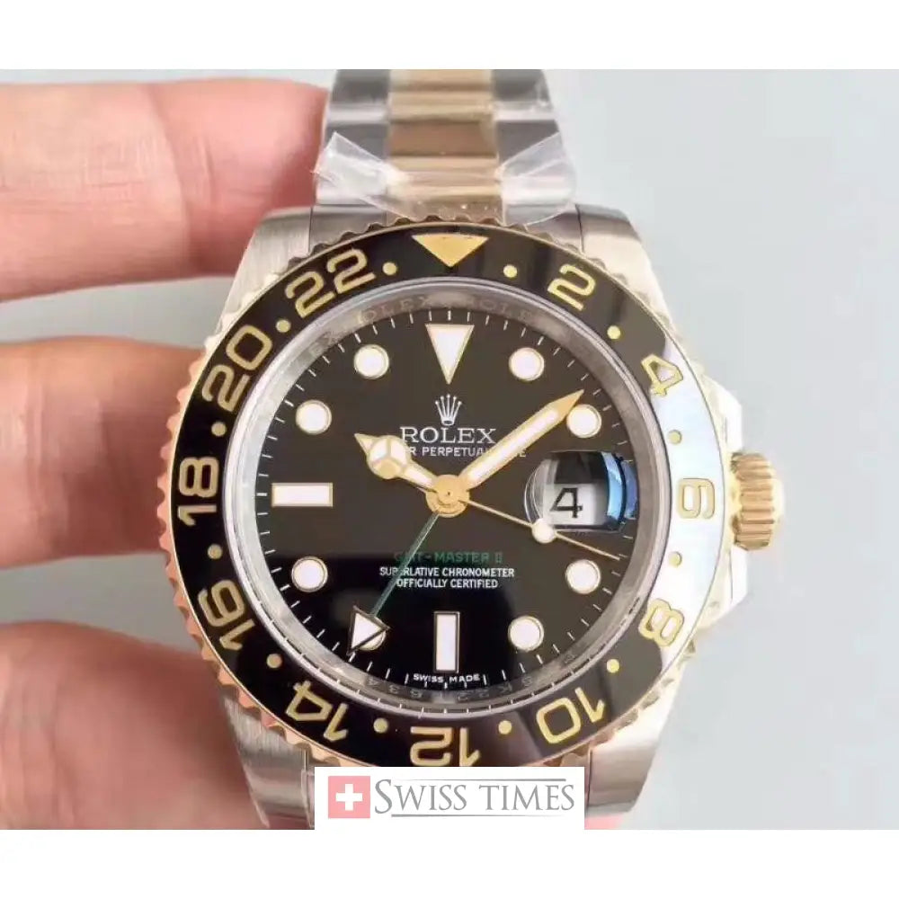 Gmt-Master II Two Tone Yellow Gold Black Dial
