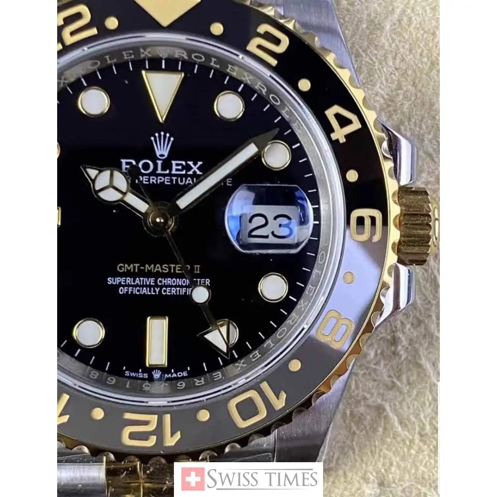 Gmt-Master II Two Tone Yellow Gold Black Dial Jubilee