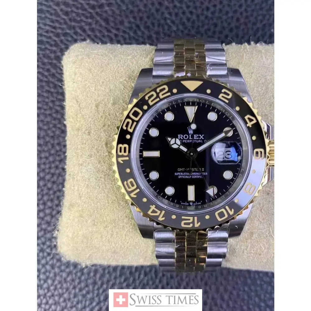 Gmt-Master II Two Tone Yellow Gold Black Dial Jubilee