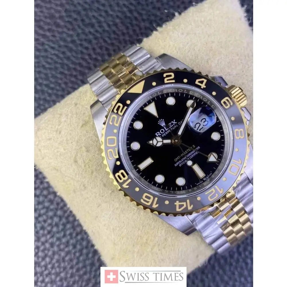 Gmt-Master II Two Tone Yellow Gold Black Dial Jubilee