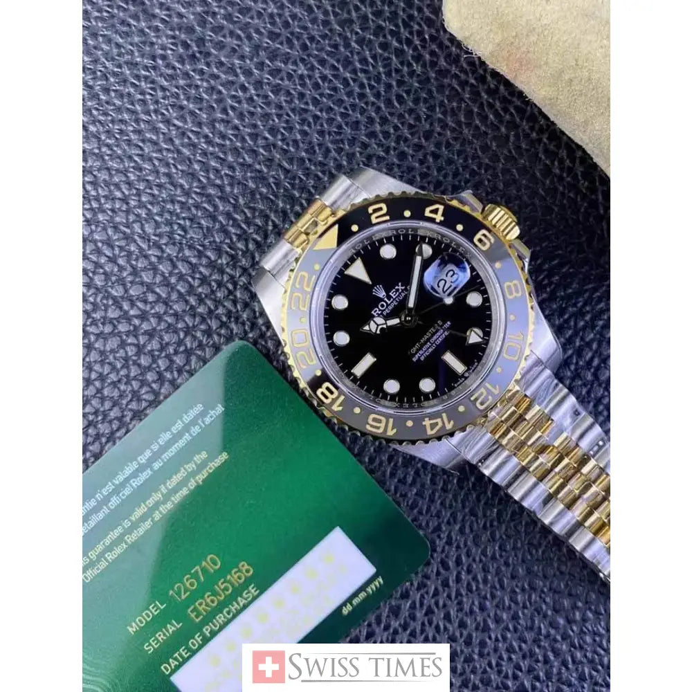 Gmt-Master II Two Tone Yellow Gold Black Dial Jubilee