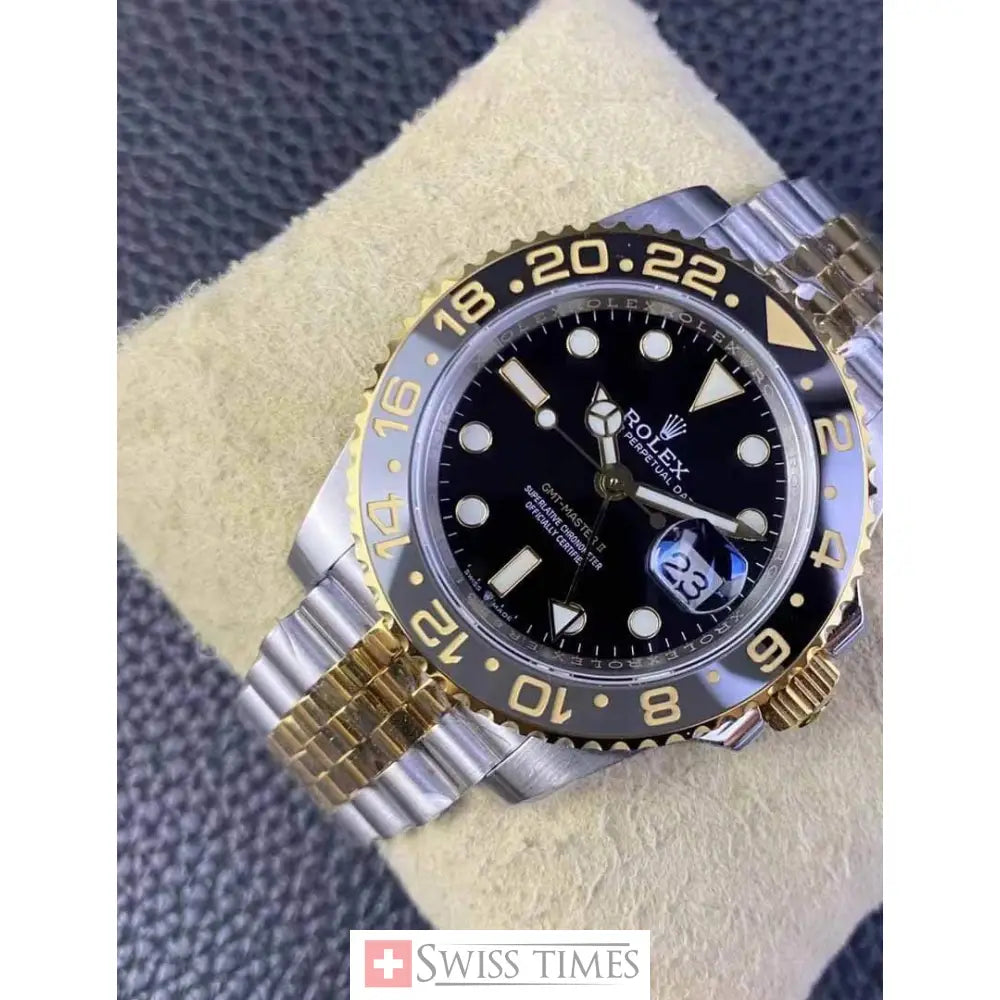 Gmt-Master II Two Tone Yellow Gold Black Dial Jubilee