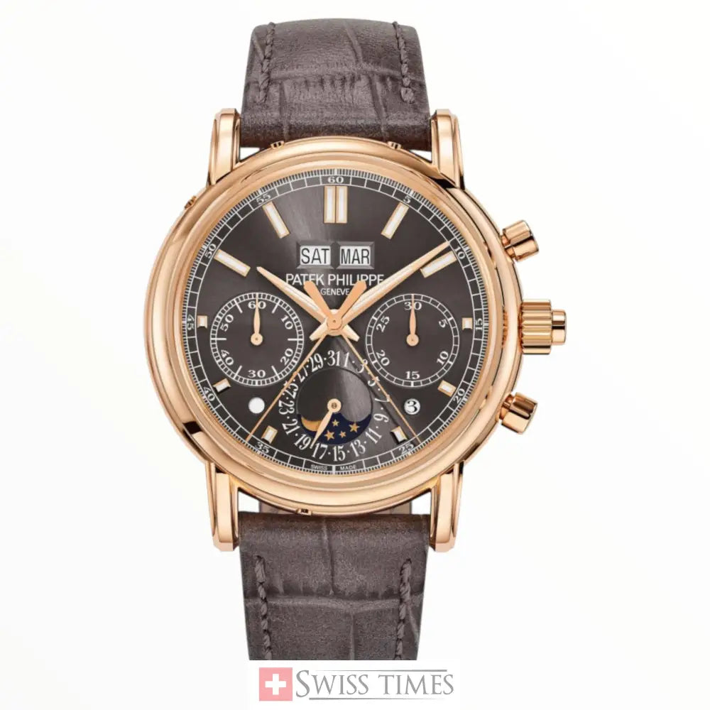 Grand Compication Rose Gold Case with Black Dial-Leather Strap 40mm