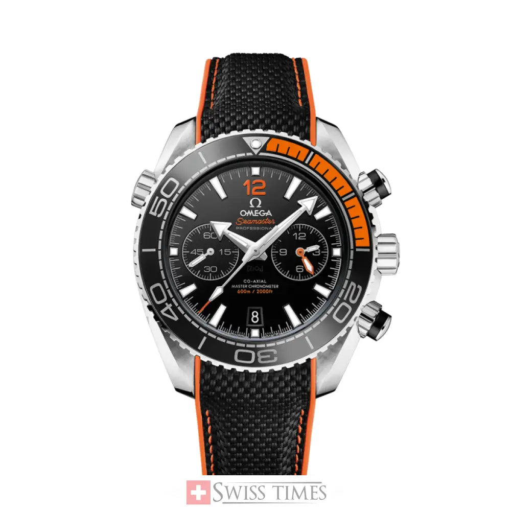 Omega Planet Ocean 600M CoAxial Master Chronografh Black Orange Strap 45.5 mm