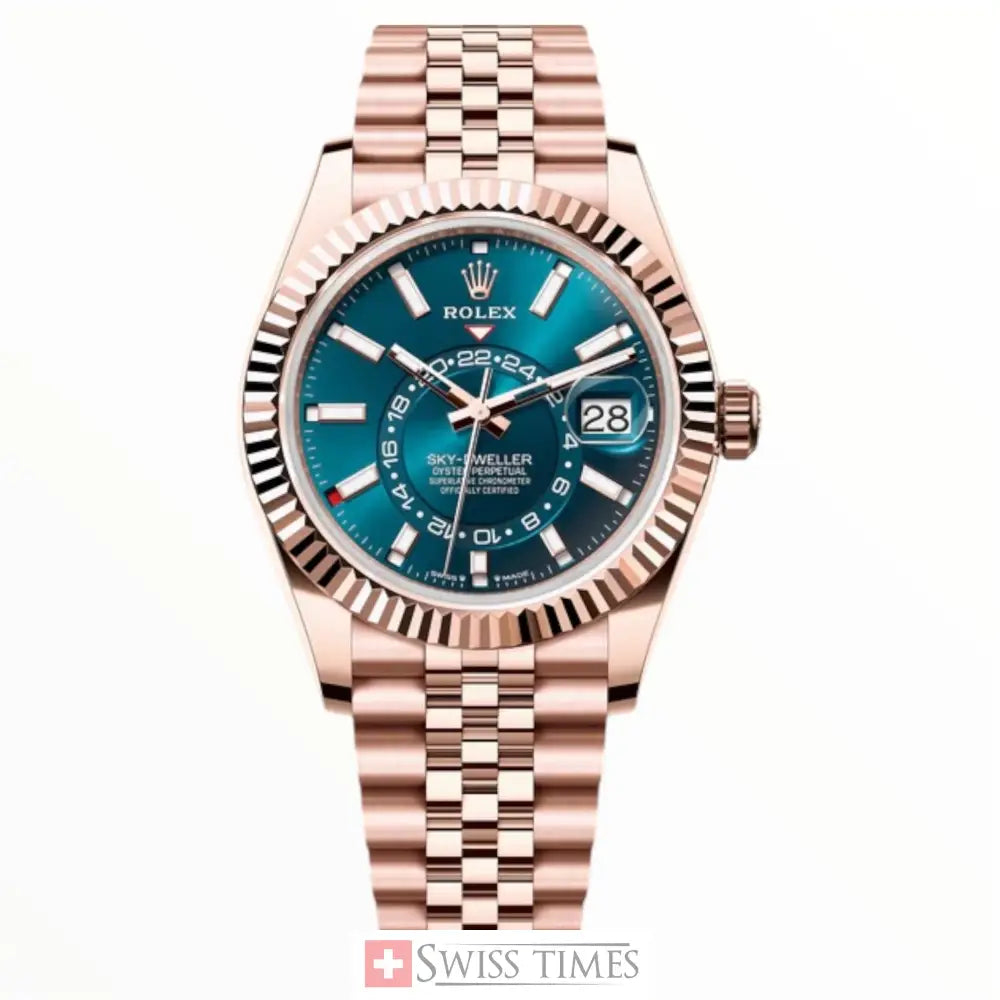 Pink Gold Blue Dial Jubilee