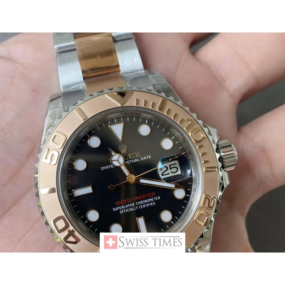 Rolex Yacht-Master 40 Two Tone Pink Gold Black Dial