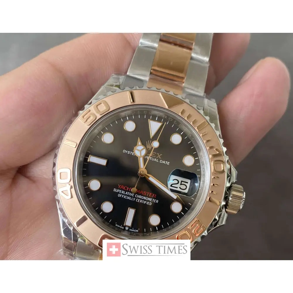 Rolex Yacht-Master 40 Two Tone Pink Gold Black Dial