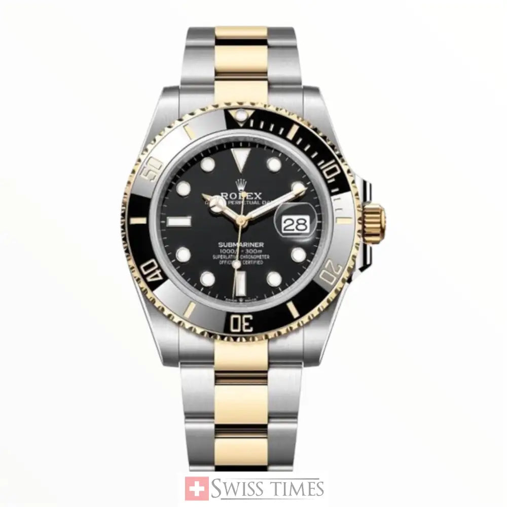 Sub Date 2 Tone Yellow Gold Black Dial