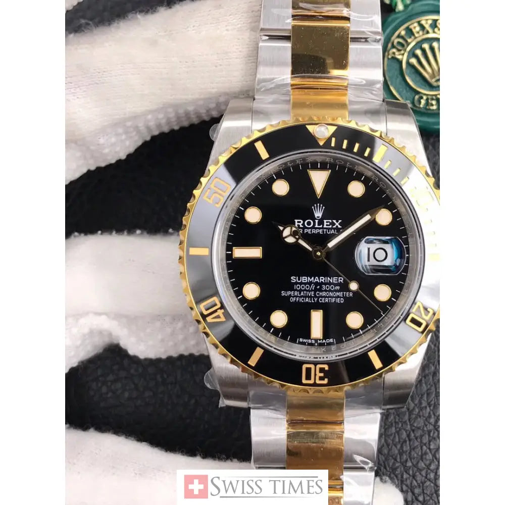 Sub Date 2 Tone Yellow Gold Black Dial
