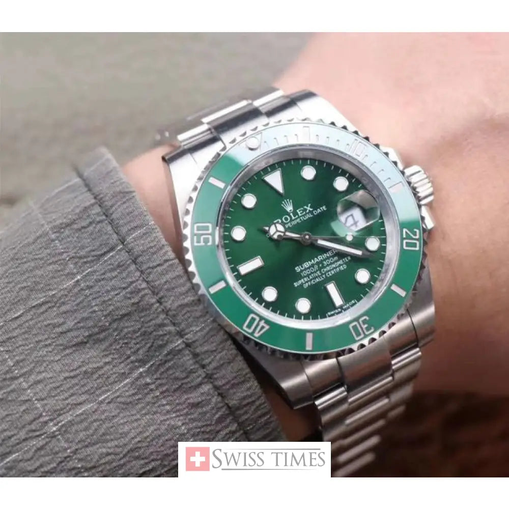 Sub Date SS Green Hulk Ceramic Bezel