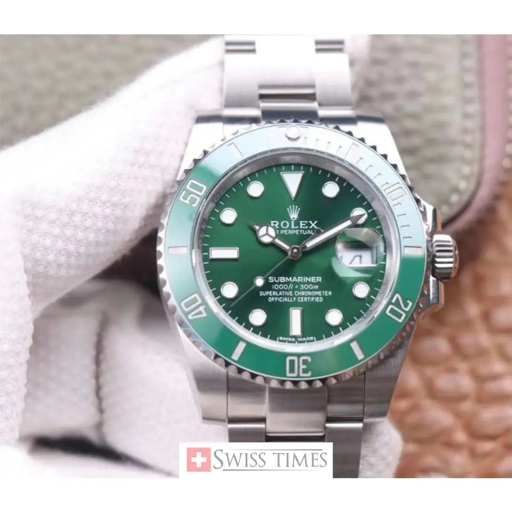Sub Date SS Green Hulk Ceramic Bezel