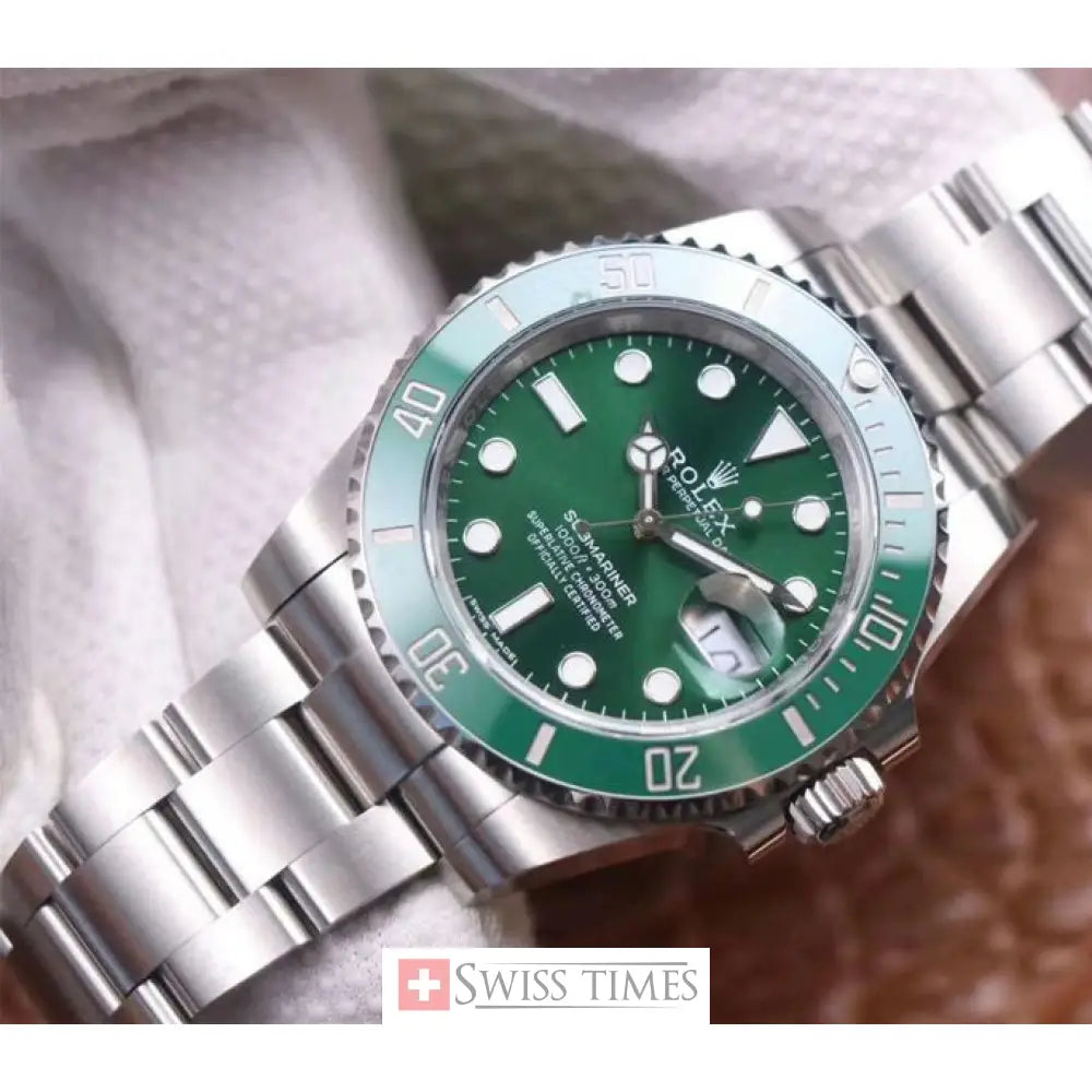 Sub Date SS Green Hulk Ceramic Bezel