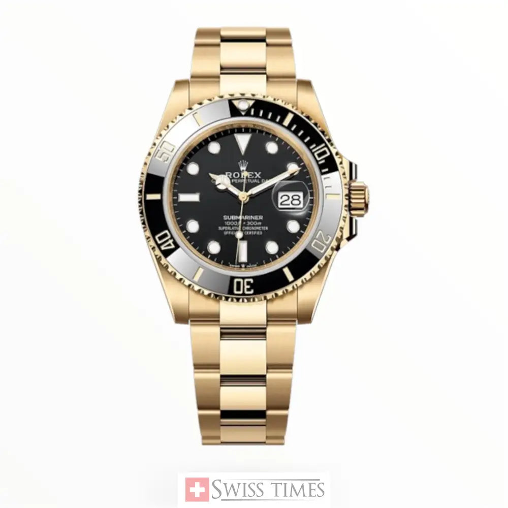 Sub Date Yellow Gold Black Dial Ceramic Bezel