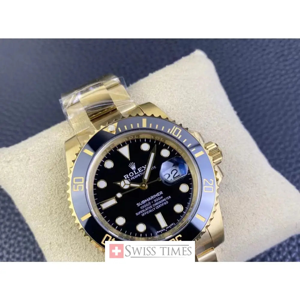 Sub Date Yellow Gold Black Dial Ceramic Bezel