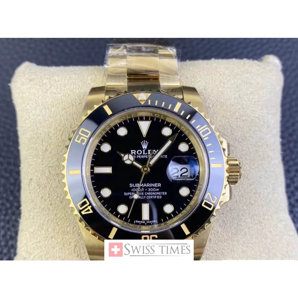 Sub Date Yellow Gold Black Dial Ceramic Bezel
