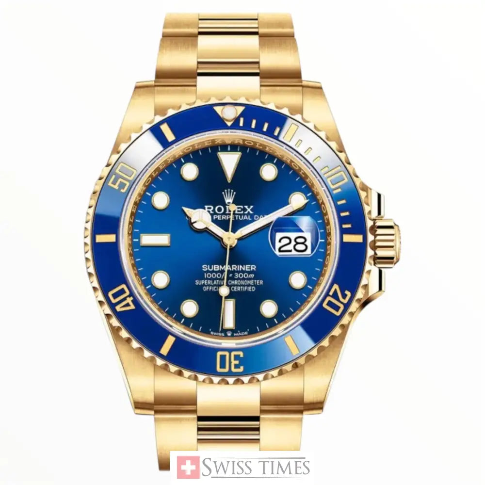 Sub Date Yellow Gold Blue Dial Ceramic Bezel