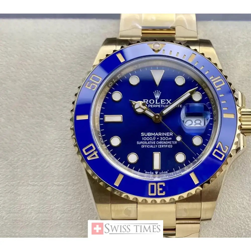 Sub Date Yellow Gold Blue Dial Ceramic Bezel