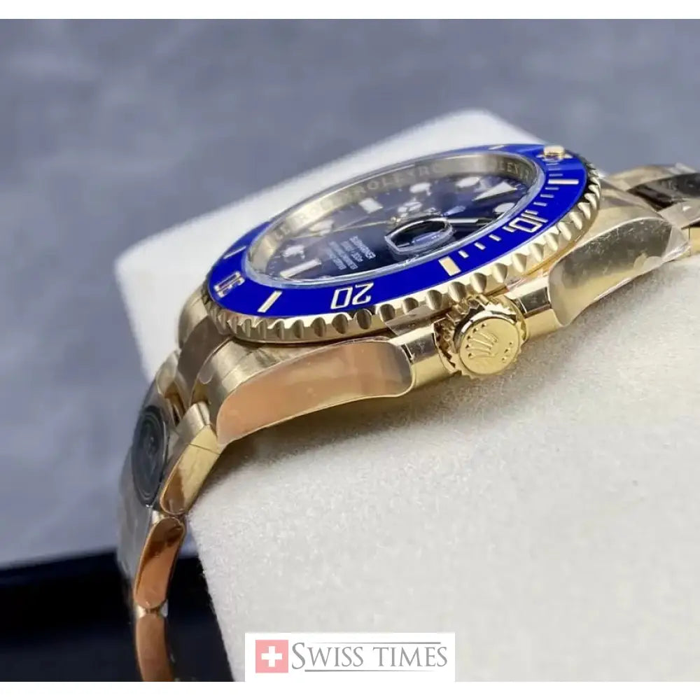 Sub Date Yellow Gold Blue Dial Ceramic Bezel