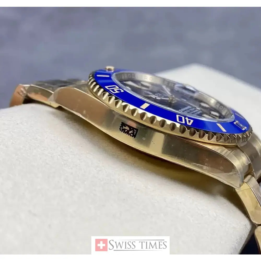 Sub Date Yellow Gold Blue Dial Ceramic Bezel