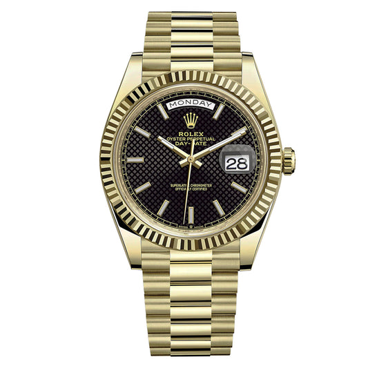 Rolex Day-Date Yellow Gold Black Diagonal Dial President