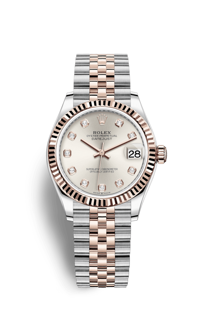 Rolex Datejust Silver Set Pink Gold Diamonds Dial Jubilee