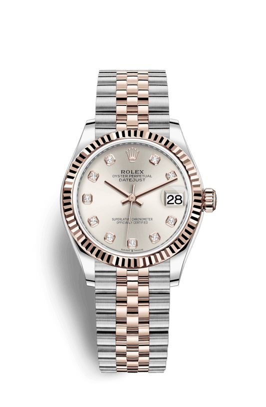 Rolex Datejust Silver Set Pink Gold Diamonds Dial Jubilee